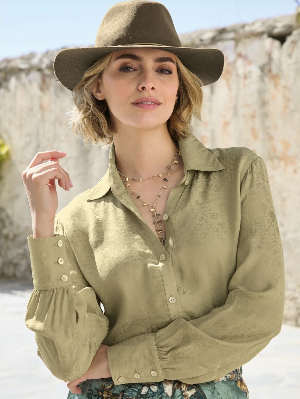 NWT Peruvian Connection Arlette Viscose Shirt Crème Brûlée Button Up